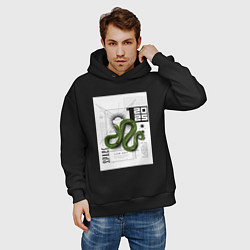 Толстовка оверсайз мужская Змея 2025 Y2K, цвет: черный — фото 2