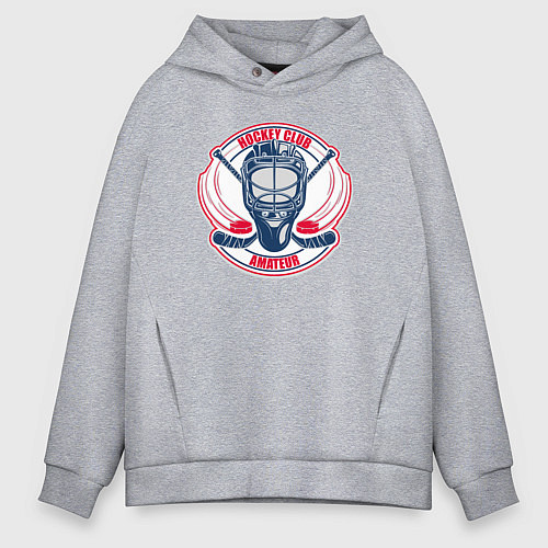 Мужское худи оверсайз Hockey club amateur / Меланж – фото 1