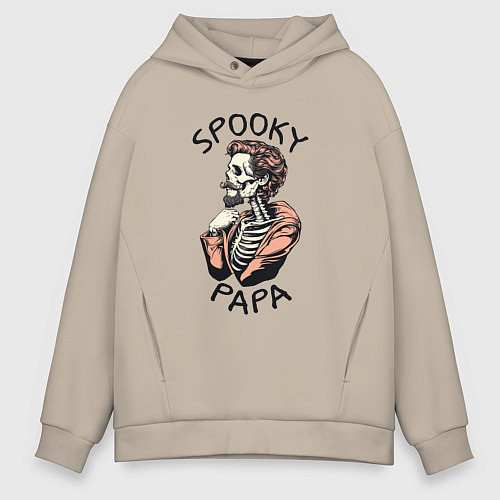 Мужское худи оверсайз Spooky papa / Миндальный – фото 1