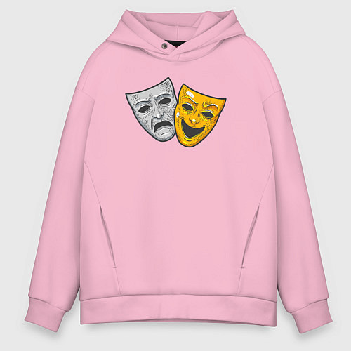Мужское худи оверсайз Маски театра / Светло-розовый – фото 1
