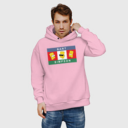 Толстовка оверсайз мужская Bart Simpson дикая голова, цвет: светло-розовый — фото 2
