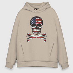 Толстовка оверсайз мужская Skull USA, цвет: миндальный