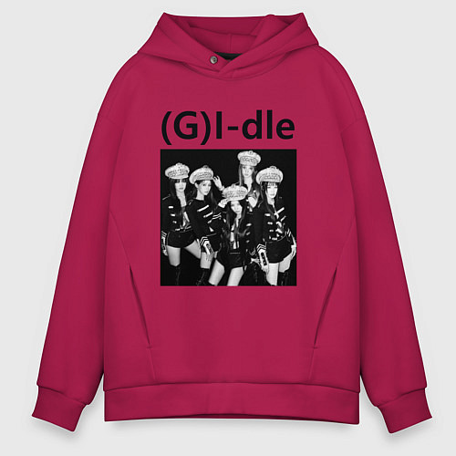 Мужское худи оверсайз G I-dle группа в стиле империи / Маджента – фото 1