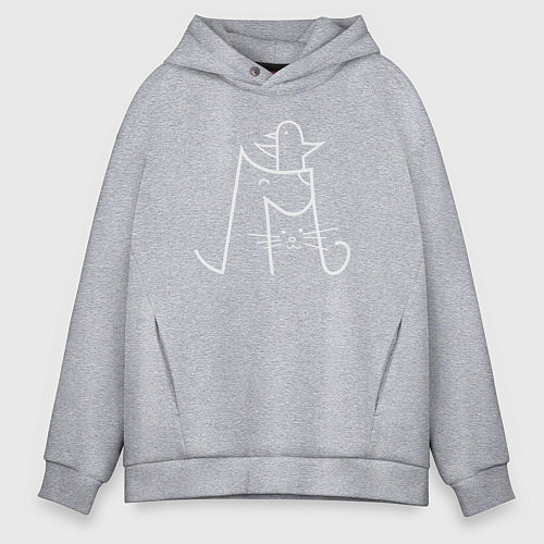 Мужское худи оверсайз Птичка собачка и кошечка / Меланж – фото 1