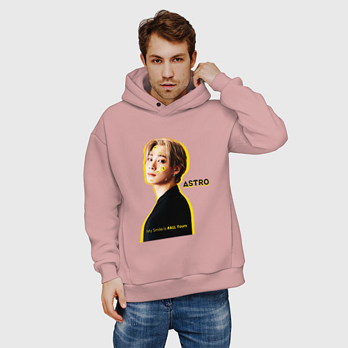 Мужское худи оверсайз Улыбка astro / Пыльно-розовый – фото 3