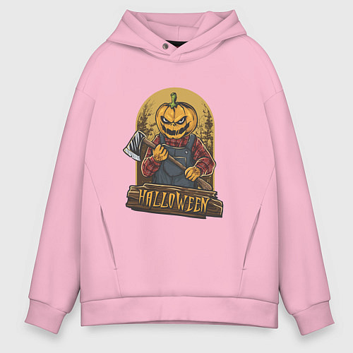 Мужское худи оверсайз Тыква монстр / Светло-розовый – фото 1