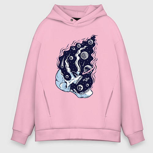 Мужское худи оверсайз Космический черепок / Светло-розовый – фото 1