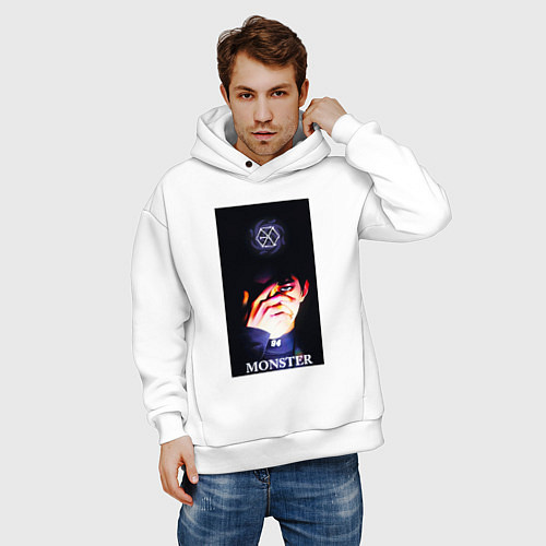 Мужское худи оверсайз Exo monster / Белый – фото 3