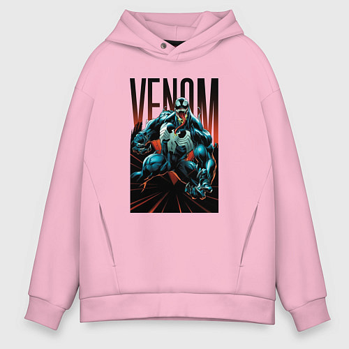 Мужское худи оверсайз Веном / Светло-розовый – фото 1