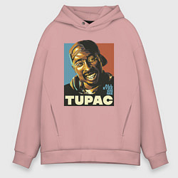 Толстовка оверсайз мужская Tupac - all eyez on me, цвет: пыльно-розовый