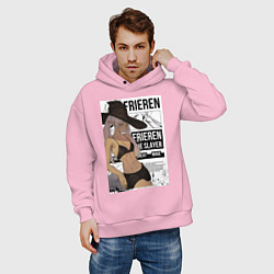 Толстовка оверсайз мужская Frieren She Slayer, цвет: светло-розовый — фото 2