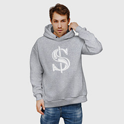 Толстовка оверсайз мужская Стильный знак - доллара, цвет: меланж — фото 2