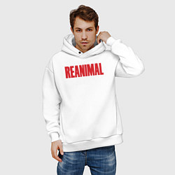 Толстовка оверсайз мужская Reanimal logo, цвет: белый — фото 2