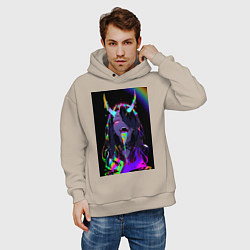 Толстовка оверсайз мужская Дьяволица секси, цвет: миндальный — фото 2