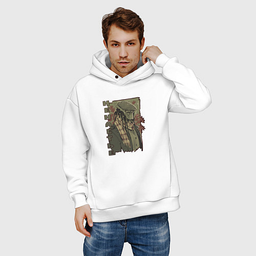 Мужское худи оверсайз Хищник в ненастную погоду / Белый – фото 3