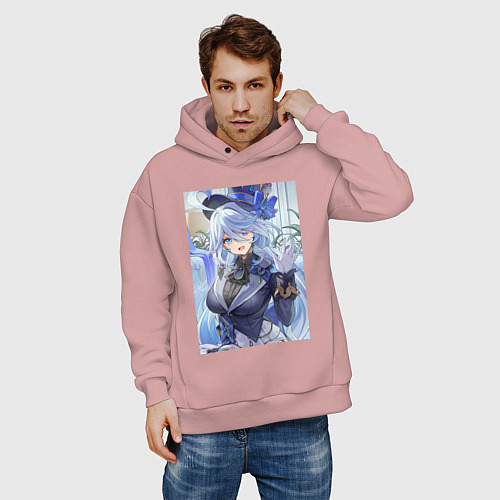 Мужское худи оверсайз Геншин Фурина / Пыльно-розовый – фото 3