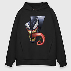 Толстовка оверсайз мужская Venom with tongue sticking out, цвет: черный