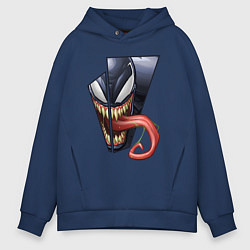 Толстовка оверсайз мужская Venom with tongue sticking out, цвет: тёмно-синий