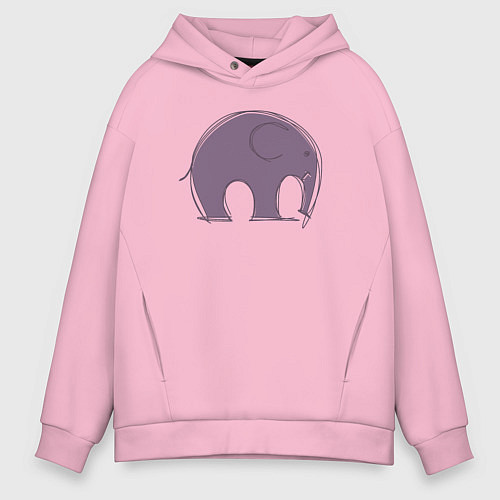 Мужское худи оверсайз Милый слон / Светло-розовый – фото 1