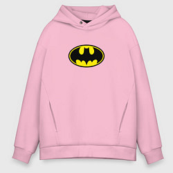 Толстовка оверсайз мужская Бэтмен логотип, цвет: светло-розовый
