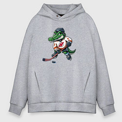 Толстовка оверсайз мужская Crocodile is the forward of the New Jersey devils, цвет: меланж