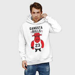 Толстовка оверсайз мужская Gangsta Bulls 23 цвета белый — фото 2