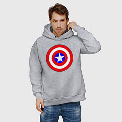 Толстовка оверсайз мужская Captain America logo, цвет: меланж — фото 2