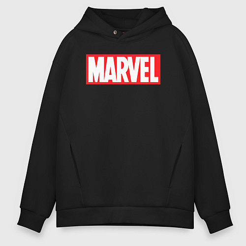 Мужское худи оверсайз Marvel logo / Черный – фото 1