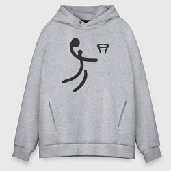 Толстовка оверсайз мужская Слэм данк минимализм, цвет: меланж