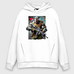 Толстовка оверсайз мужская Cool rhino - special forces, цвет: белый