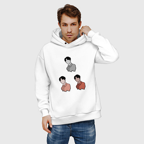 Мужское худи оверсайз Три портрета, одна личность / Белый – фото 3