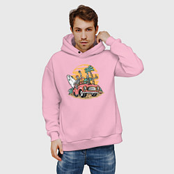 Толстовка оверсайз мужская Веселые серферы, цвет: светло-розовый — фото 2