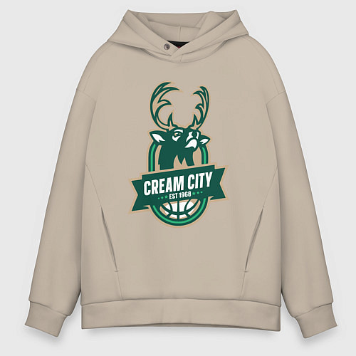 Мужское худи оверсайз Milwaukee Bucks cream city / Миндальный – фото 1