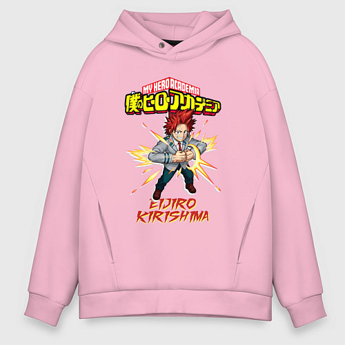Мужское худи оверсайз Моя геройская академия Эйджиро Киришима / Светло-розовый – фото 1