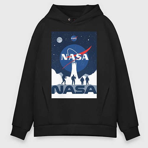 Мужское худи оверсайз NASA открытия / Черный – фото 1