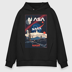 Толстовка оверсайз мужская NASA ретро, цвет: черный