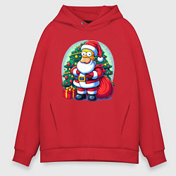 Толстовка оверсайз мужская Santa Simpson - ai art, цвет: красный