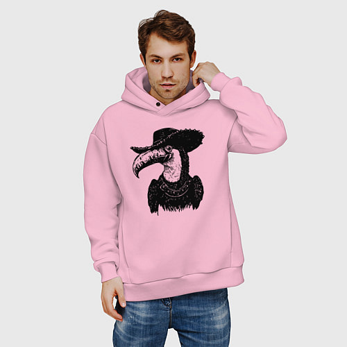 Мужское худи оверсайз Тукан ковбой / Светло-розовый – фото 3
