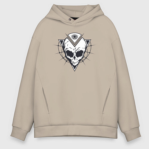 Мужское худи оверсайз Skull eye / Миндальный – фото 1
