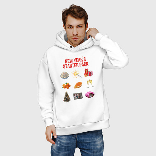 Мужское худи оверсайз Starter pack / Белый – фото 3