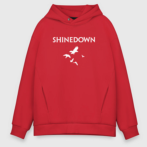 Мужское худи оверсайз Shinedown - logo / Красный – фото 1