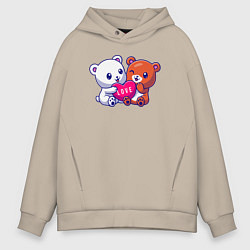 Толстовка оверсайз мужская Teddy love, цвет: миндальный