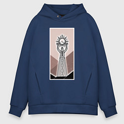 Толстовка оверсайз мужская Фатима держит солнце, цвет: тёмно-синий