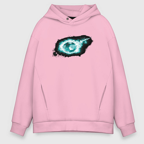 Мужское худи оверсайз Горящий мяч / Светло-розовый – фото 1