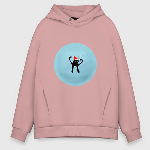 Мужское худи оверсайз Ъуъ съука - новогодний игрок / Пыльно-розовый – фото 1