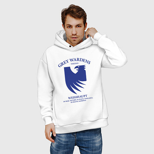 Мужское худи оверсайз Grey Wardens - Dragon Age / Белый – фото 3