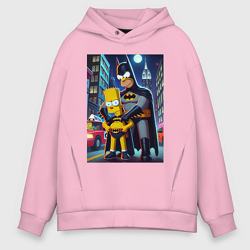 Мужское худи оверсайз Batsimpson with son Bart - ai art fantasy / Светло-розовый – фото 1