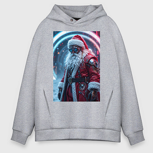 Мужское худи оверсайз Дед мороз киберпанк / Меланж – фото 1