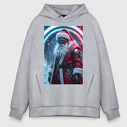 Толстовка оверсайз мужская Дед мороз киберпанк, цвет: меланж