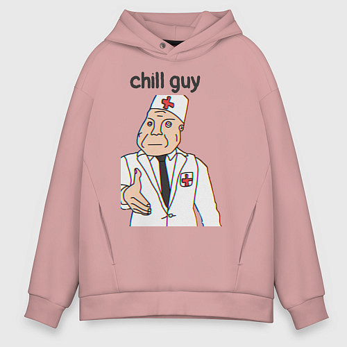 Мужское худи оверсайз Чиловый парень дурка / Пыльно-розовый – фото 1
